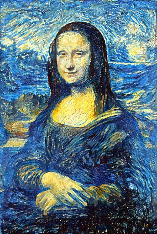 Mona Lisa in the style of Starry Night